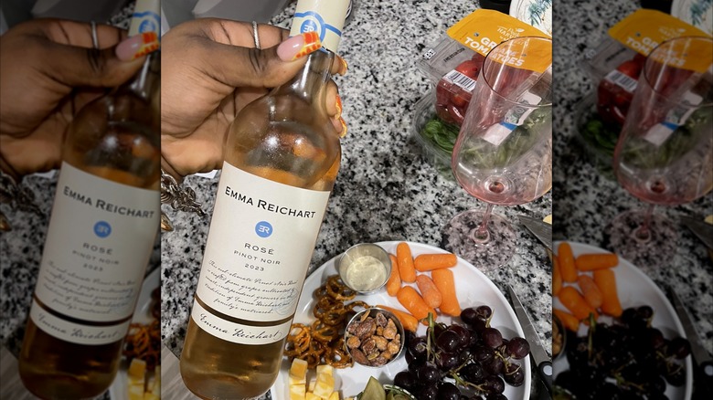 Pinot noir rosé with a plate of food