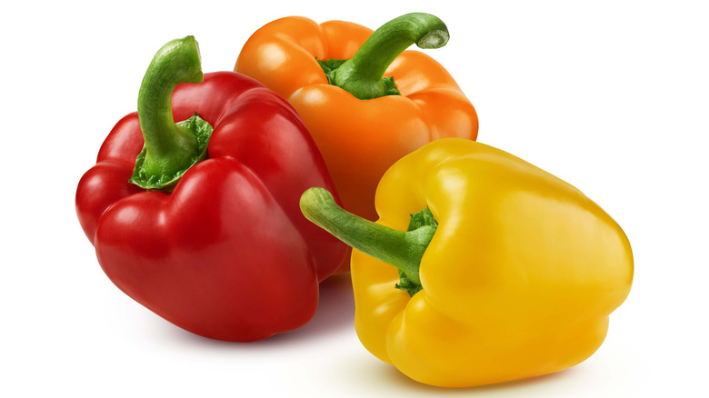 Red, orange, and yellow bell peppers