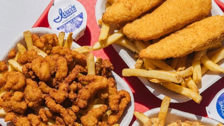 a variety of fried fish