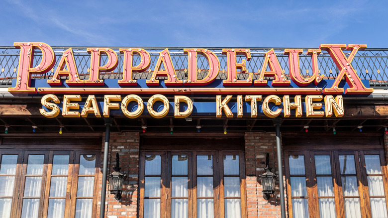 exterior of restaurant with Pappadeaux Seafood Kitchen sign