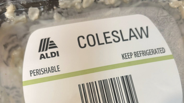 Container of Aldi Coleslaw.