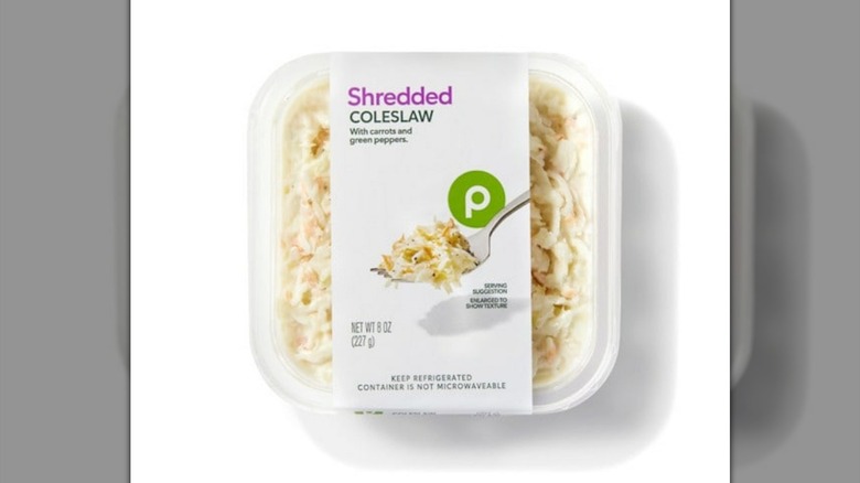 Container of Publix Deli Shredded Coleslaw.