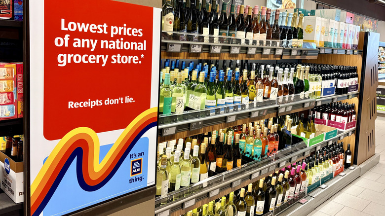 Wine aisle at Aldi.