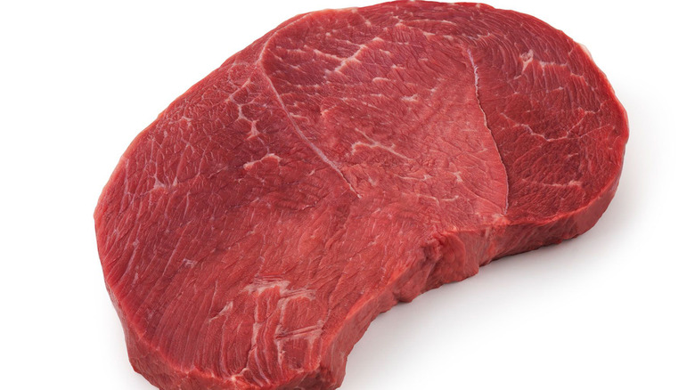 round tip steak white background