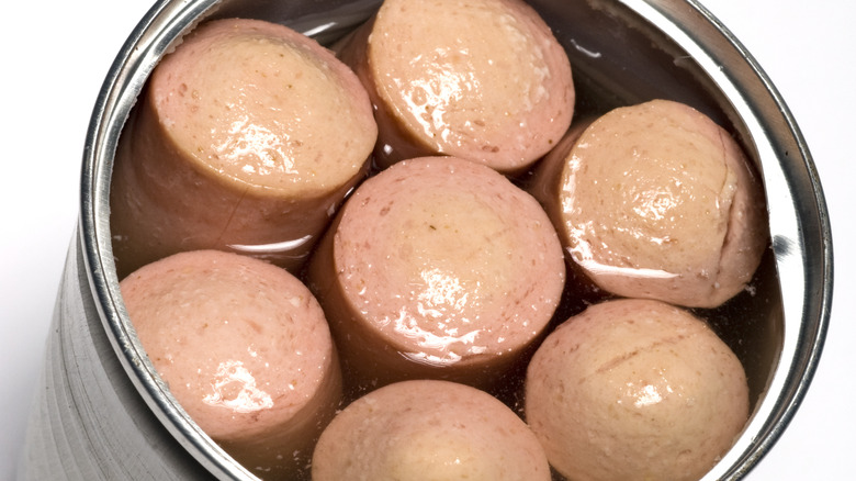 Vienna sausages in a can
