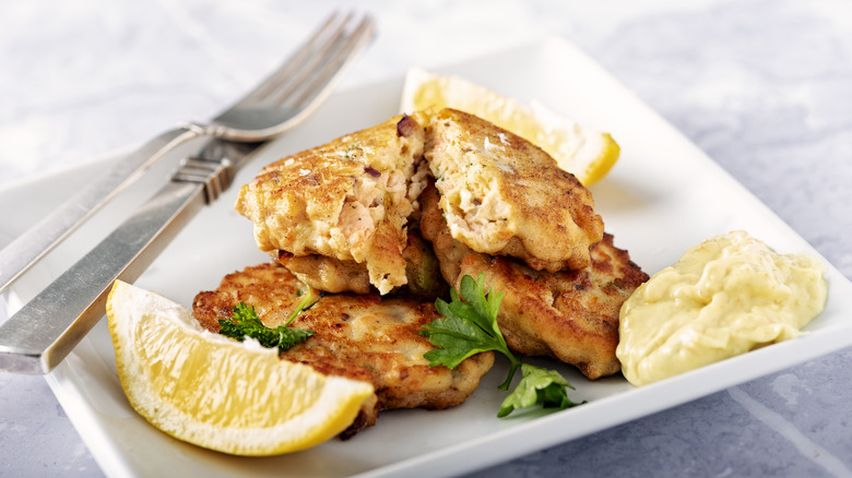 salmon cakes on plate