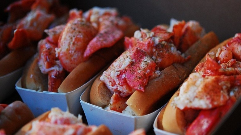 A row of lobster rolls at Luke's Lobster