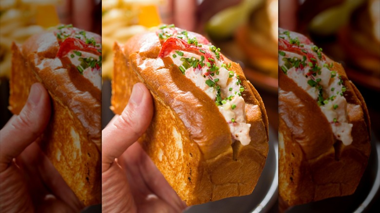 Closeup of two lobster rolls at King's Fish House