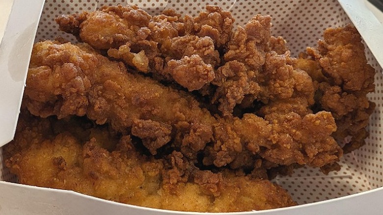 Closeup of an order of Chick-fil-A chicken tenders
