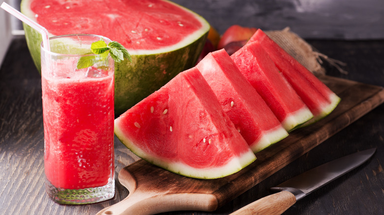 watermelon cut into pieces