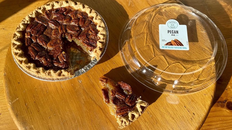 Bakery Fresh Pecan Pie from King Soopers with a slice taken out