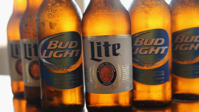 Bottles of Miller Lite and Bud Light