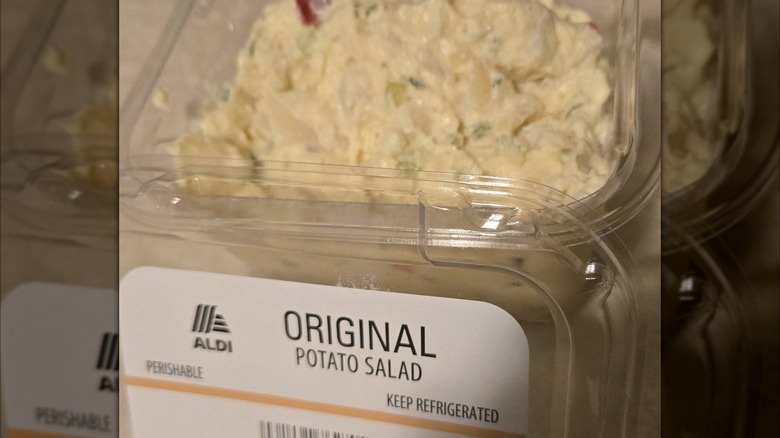 Aldi Original Potato Salad in a plastic container.