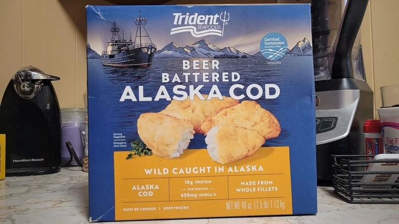 Box of Trident Seafoods Beer Battered Alaska Cod