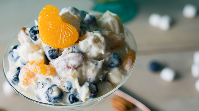 Ambrosia dessert salad in bowl