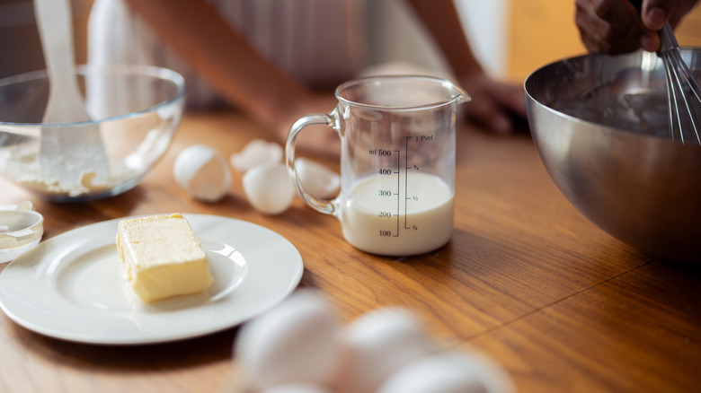 a group of materials for possibly making homemade ice cream