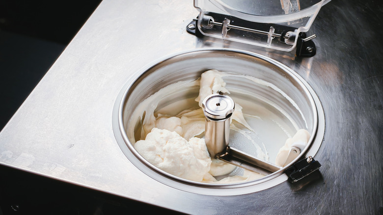 ice cream being churned in an ice cream maker