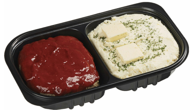Meatloaf and mashed potato prepared meal