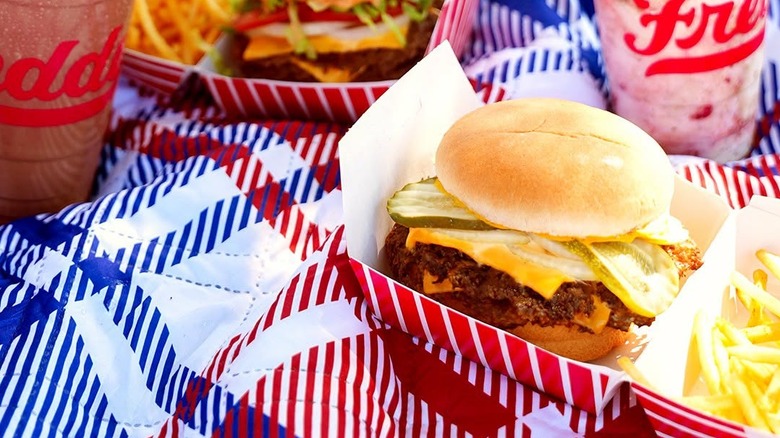 Freddy's smash burger with fries and a sweet treat
