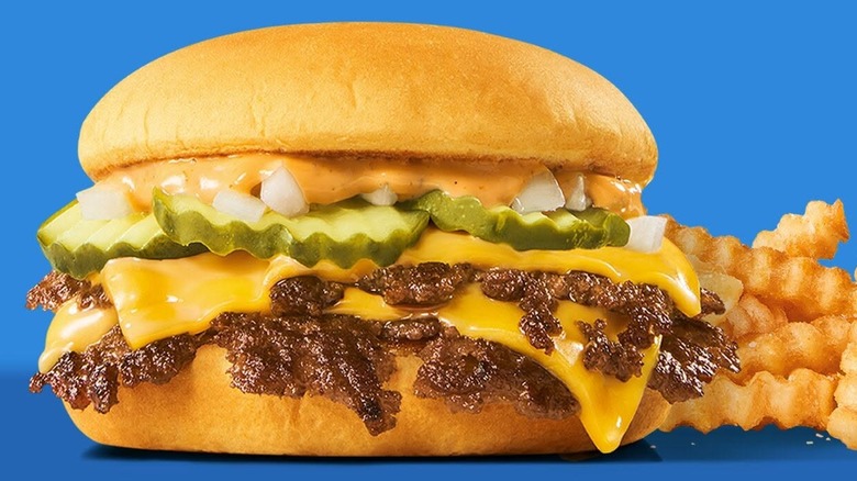 Sonic double patty smash burger with crinkle fries