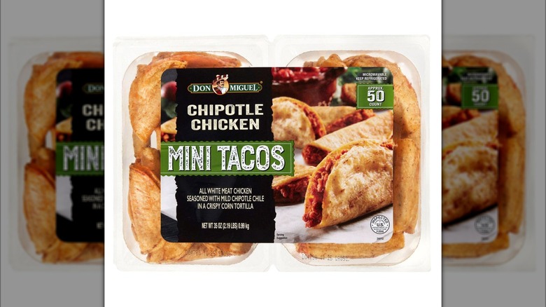 A package of Chipotle mini chicken tacos.
