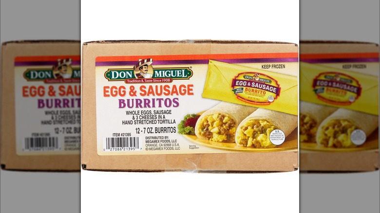 A package of Don Miguel Breakfast Burritos.