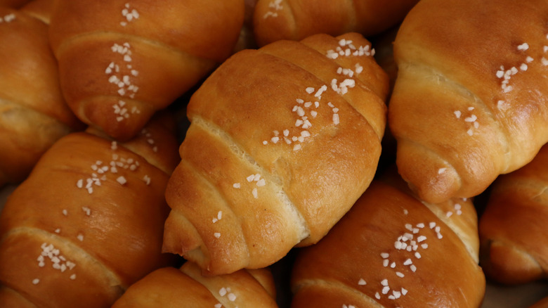 A pile of Shio pan with rock salt on top