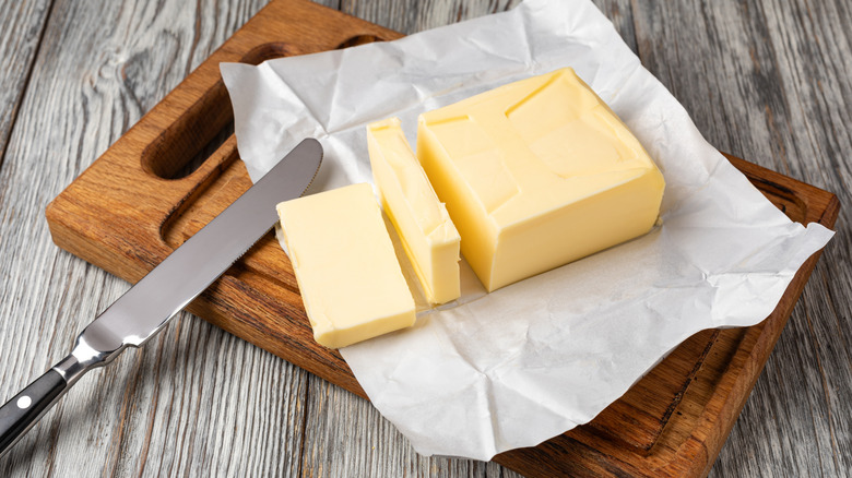 Sliced butter.