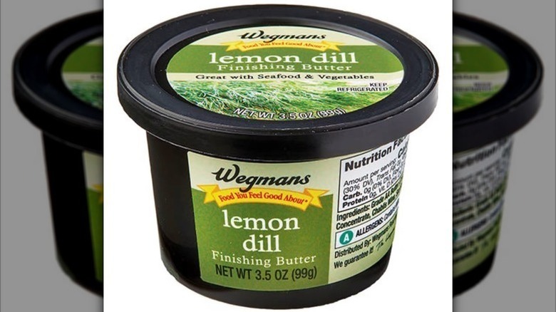 Tub of lemon dill finishing butter.