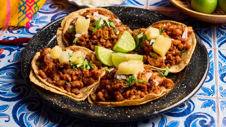Plate of tacos al pastor