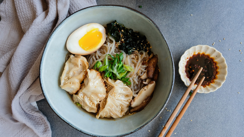 Potstickers in ramen 