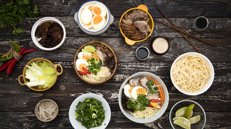 Ramen bowl with toppings