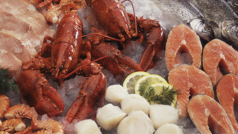 Seafood on ice