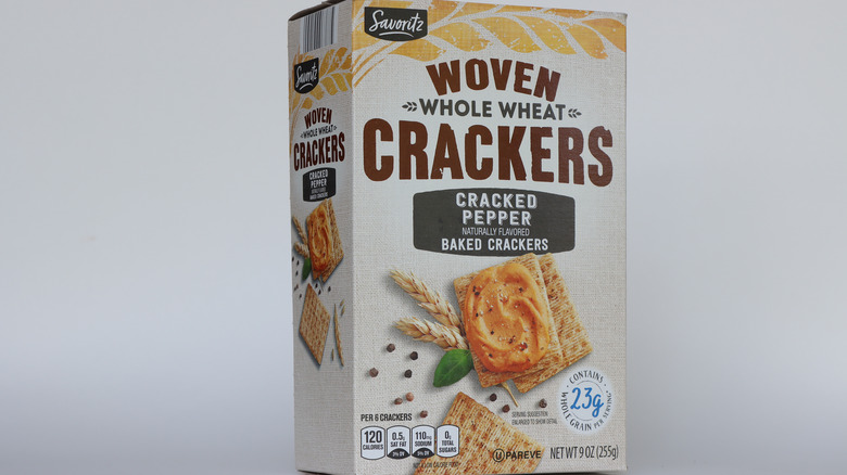 A box of Savoritz Whole Wheat Crackers