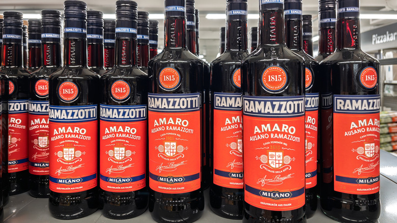 Bottles of Ramazzotti amaro on display