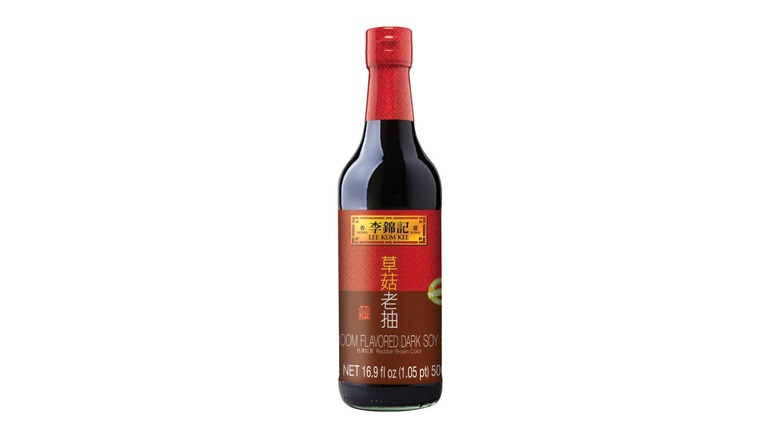 A bottle of Lee Kum Kee Mushroom Flavored Soy Sauce