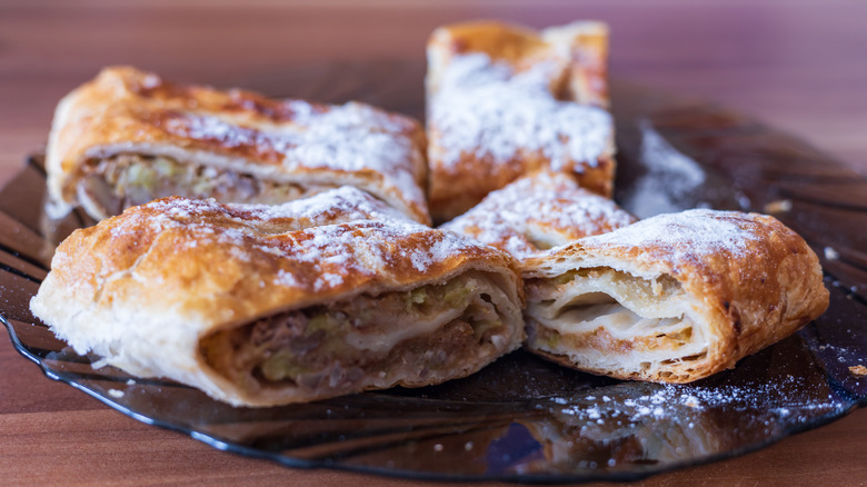 A platter of apple strudels
