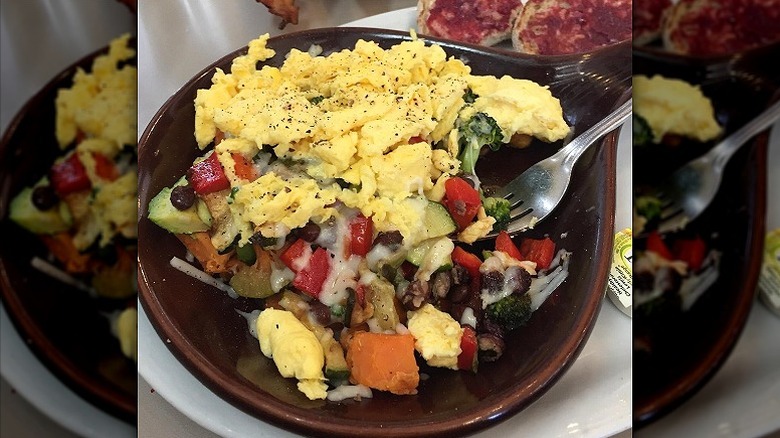 Closeup of a protein scramble at Egg Harbor Cafe