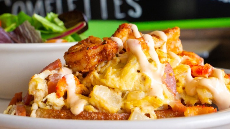 Closeup of the Creole Scramble at The Toasted Yolk Cafe