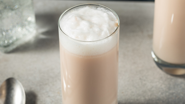 An egg cream in a glass