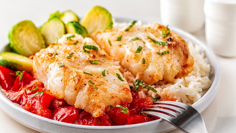 orange roughy fillets over rice