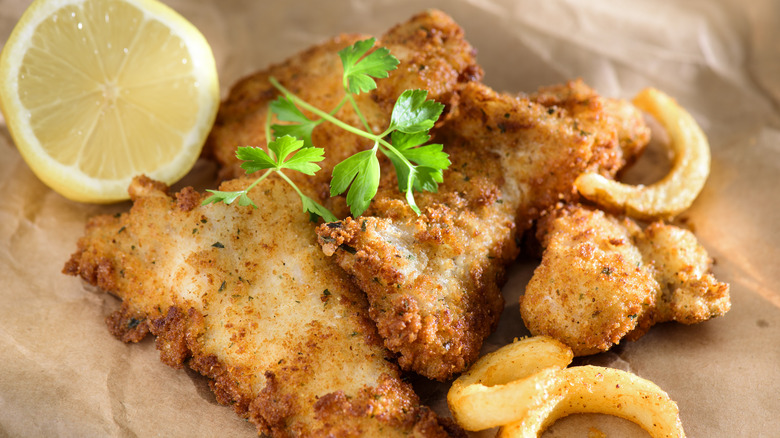 fried catfish fillets with lemon