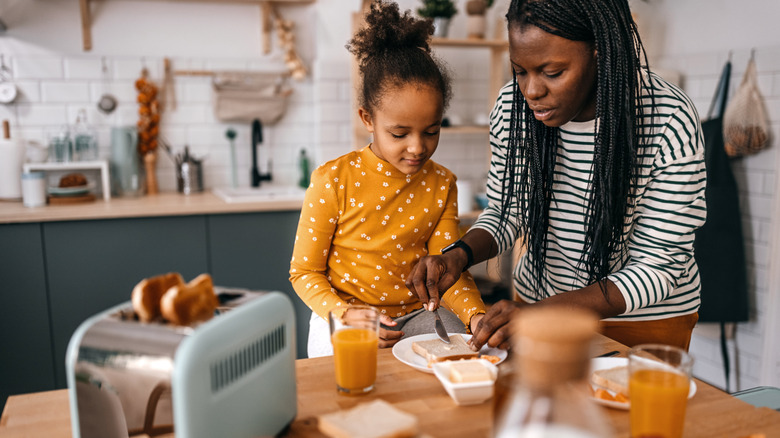 family in kitchen