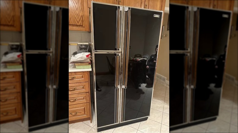 A 1970s Admiral refrigerator in Onxy