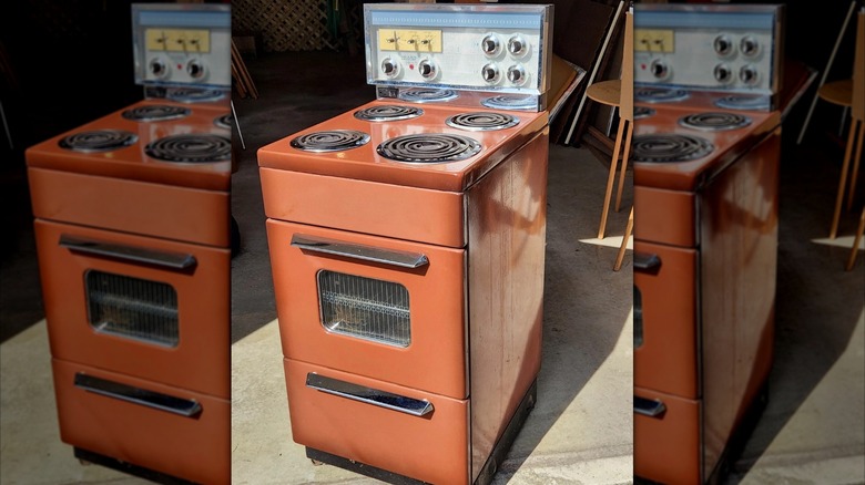 A vintage kitchen stove in Burnt Orange