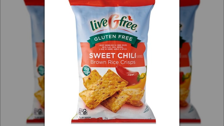A bag of Sweet Chili Brown Rice Crisps