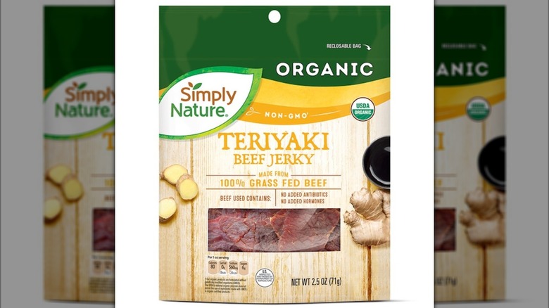 A bag of Simply Nature Organic Teriyaki Beef Jerky