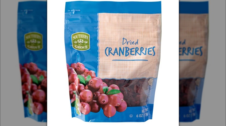 A bag of Southern Grove Dried Cranberries