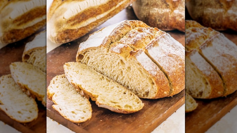 Loaf of Organic Miche Sourdough Bread