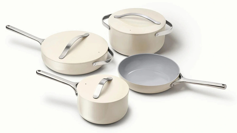 Four pots and pans in Cream color